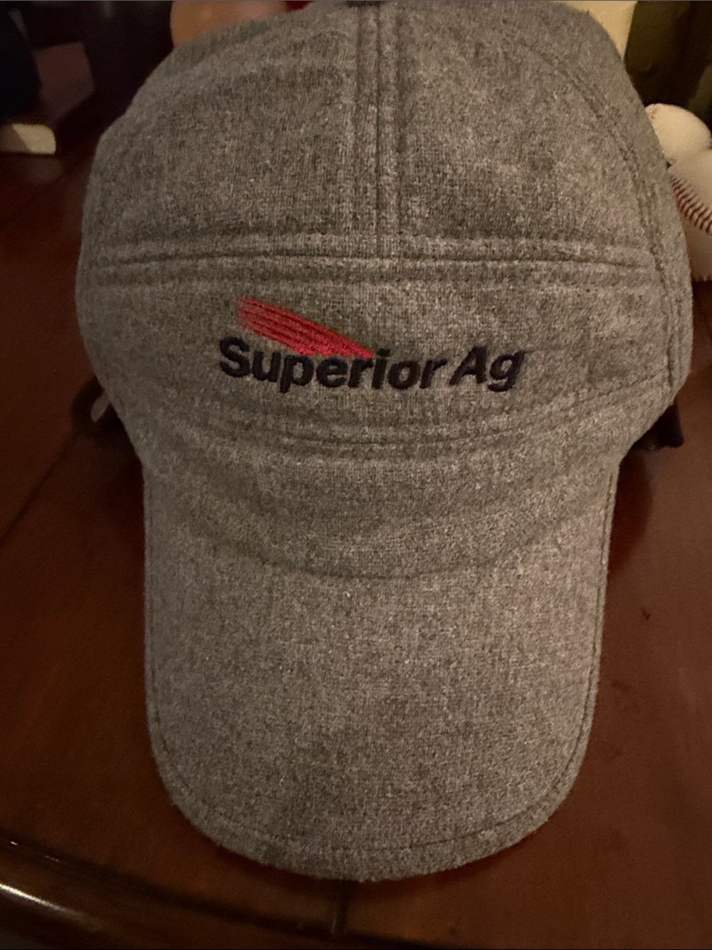 Grey Wool Blend Baseball Cap